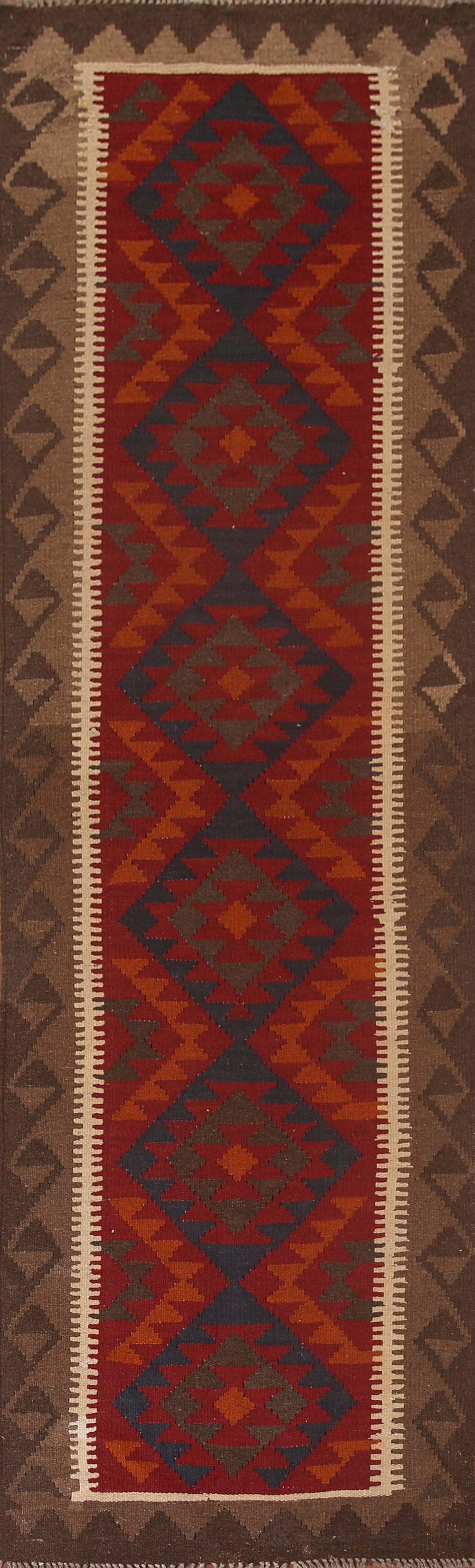 Reversible Kilim Wool Runner Rug 3x9