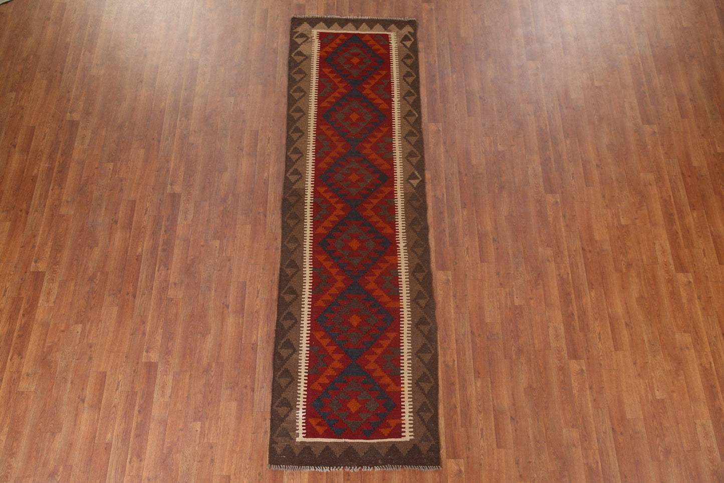 Reversible Kilim Wool Runner Rug 3x9