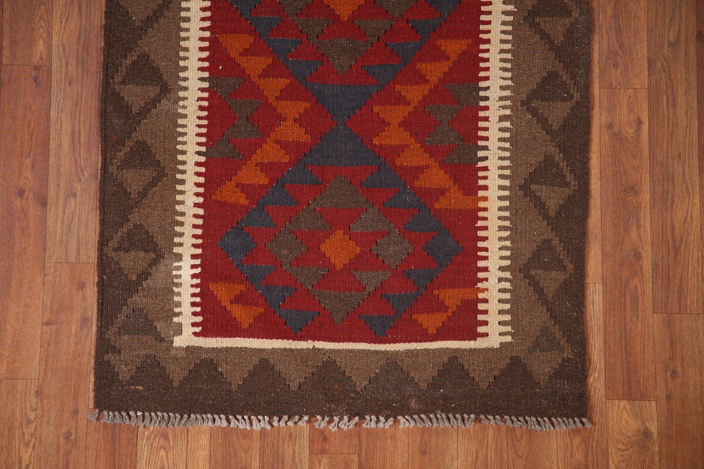 Reversible Kilim Wool Runner Rug 3x9