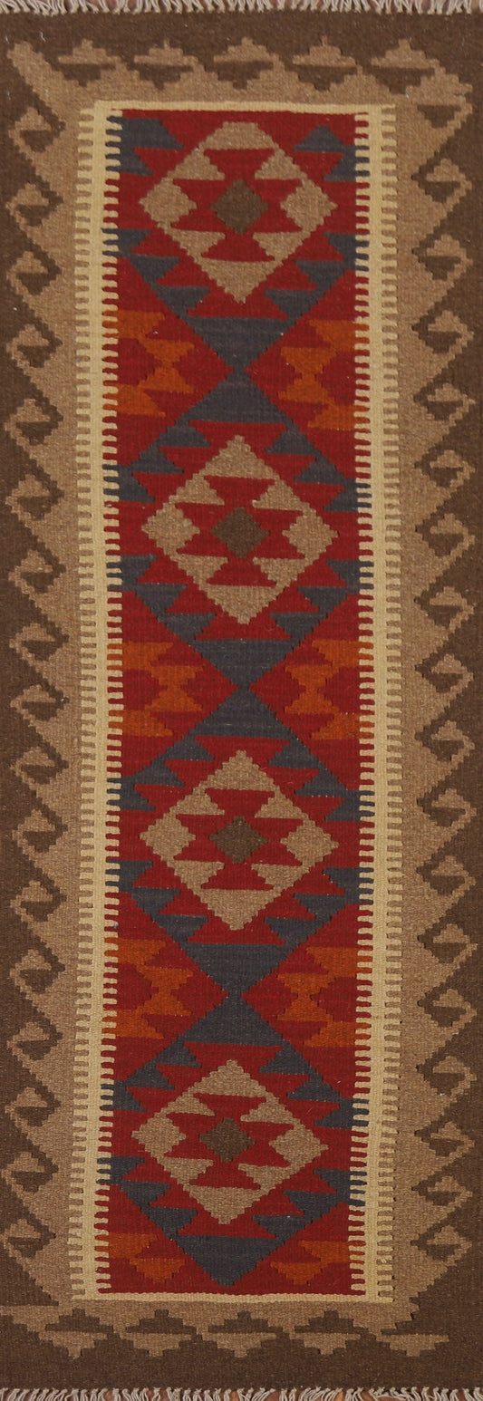 Kilim Reversible Wool Runner Rug 2x6