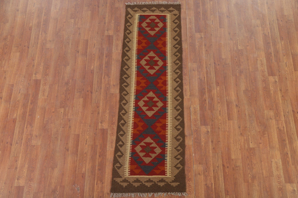 Kilim Reversible Wool Runner Rug 2x6