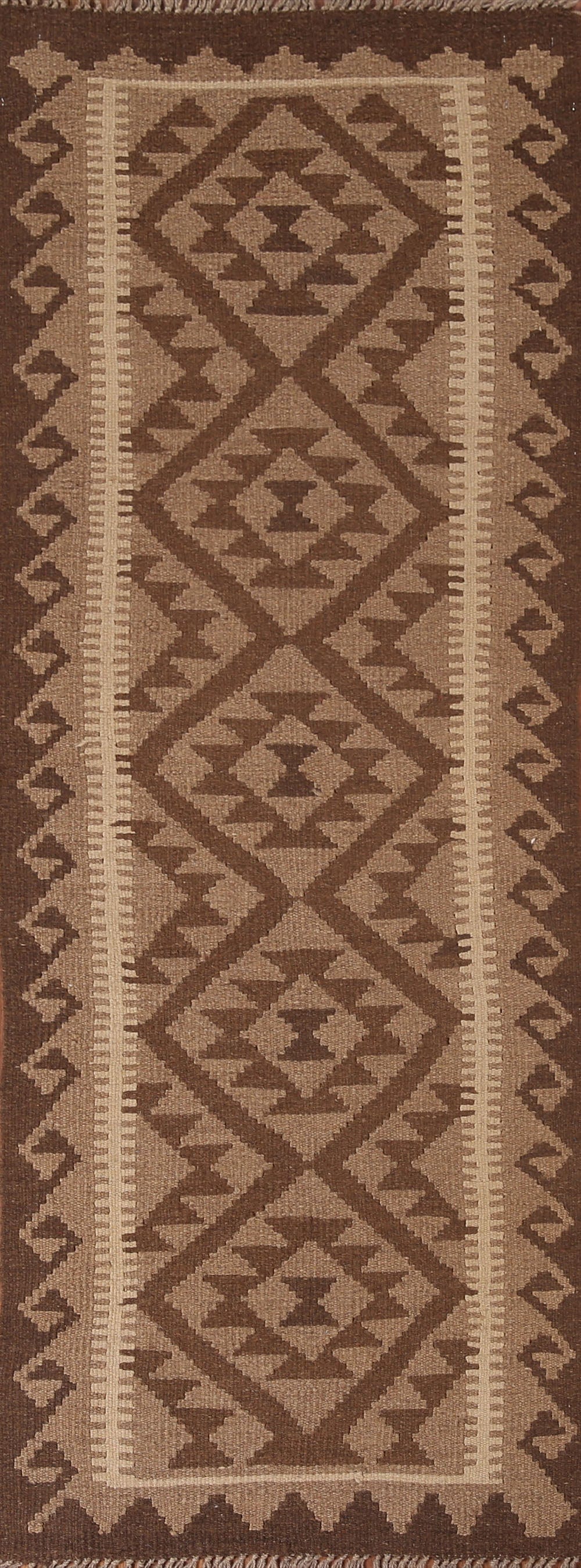 Kilim Reversible Wool Runner Rug 2x7