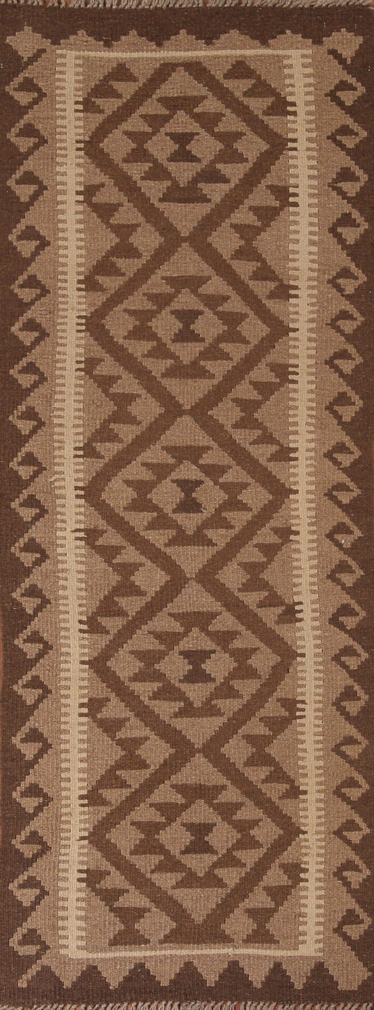 Kilim Reversible Wool Runner Rug 2x7