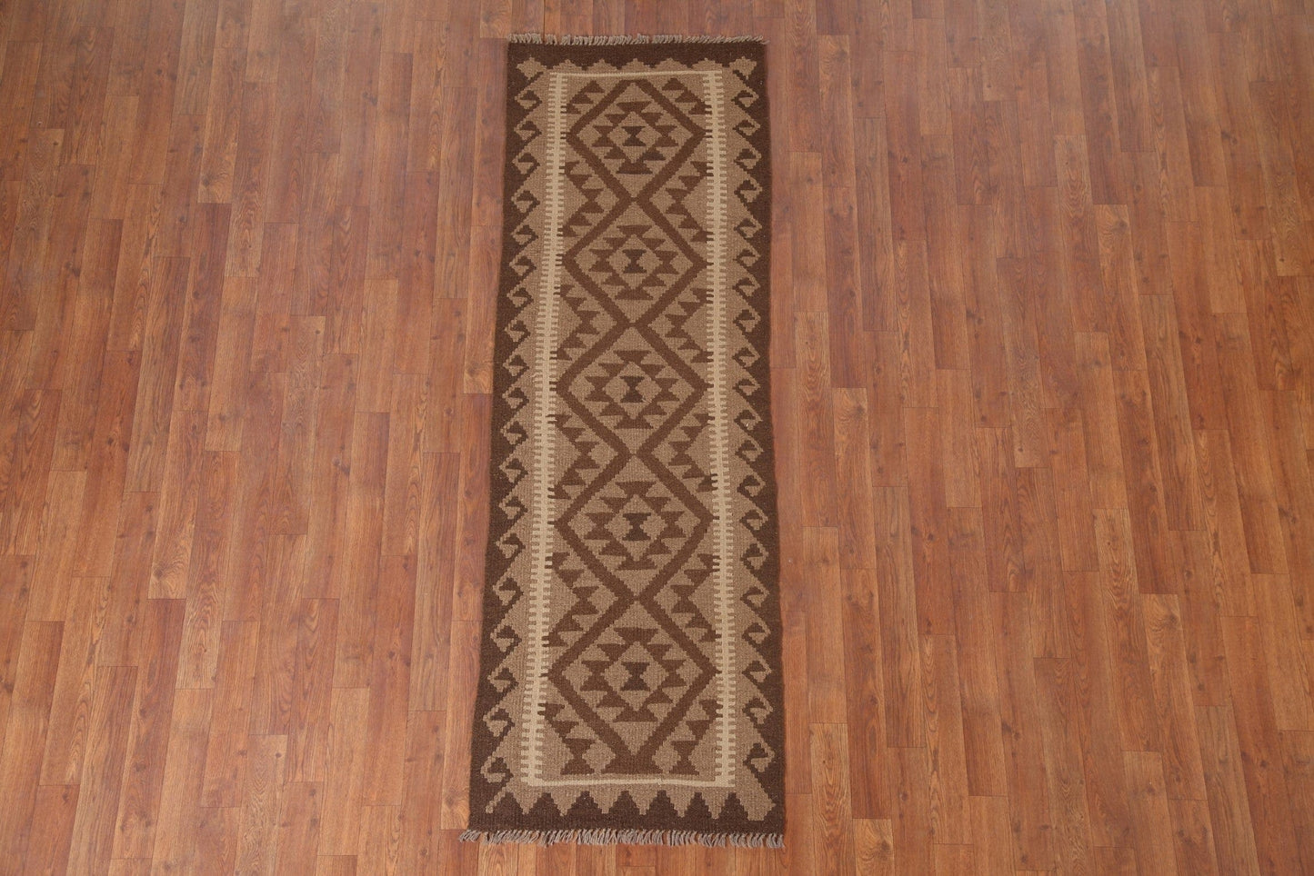 Kilim Reversible Wool Runner Rug 2x7