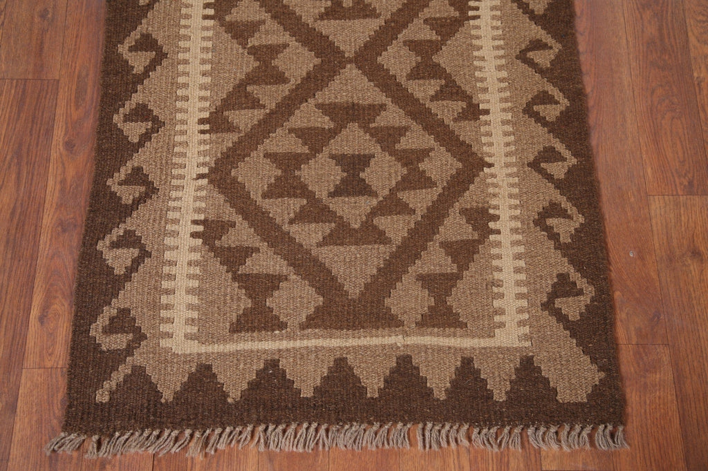 Kilim Reversible Wool Runner Rug 2x7