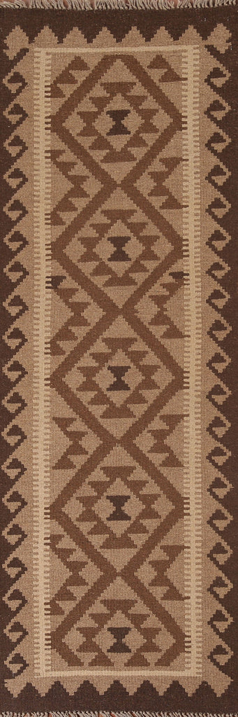 Kilim Reversible Wool Runner Rug 2x7