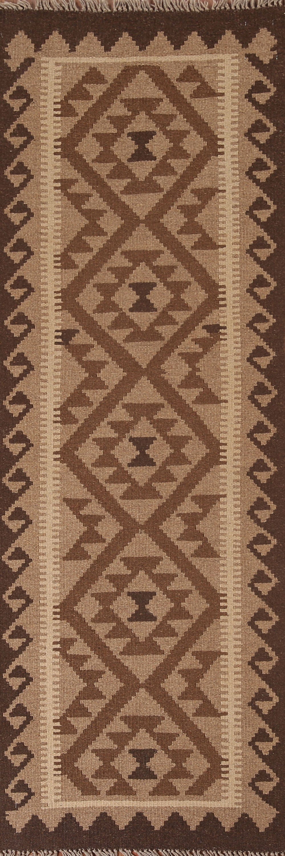 Kilim Reversible Wool Runner Rug 2x7