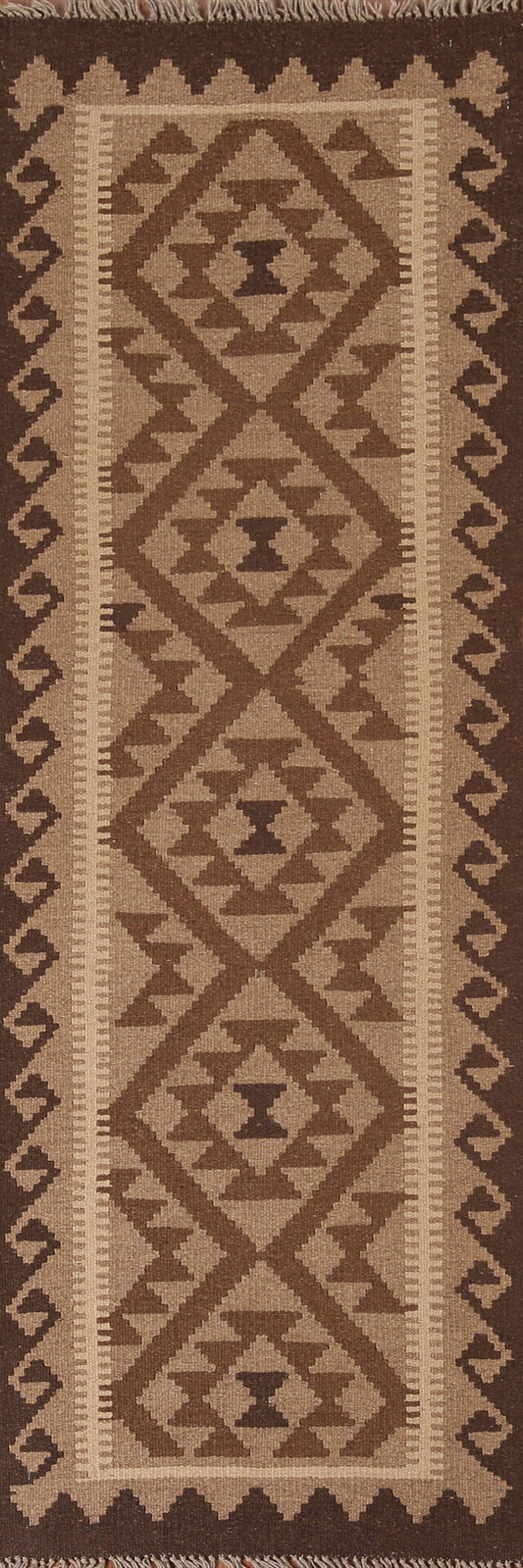 Kilim Reversible Wool Runner Rug 2x7