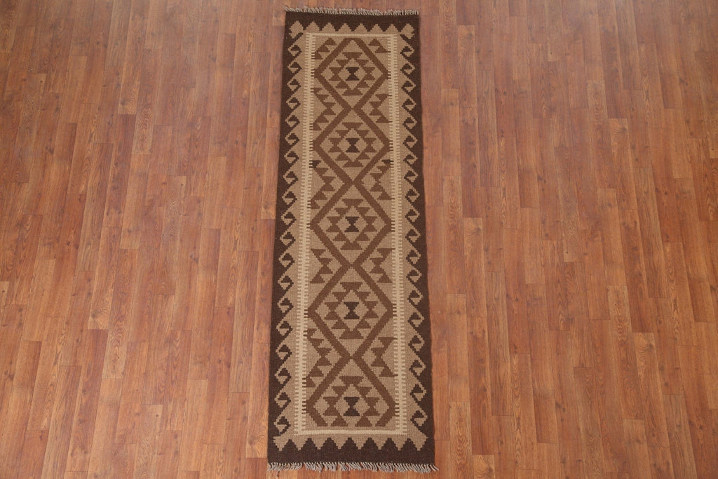 Kilim Reversible Wool Runner Rug 2x7