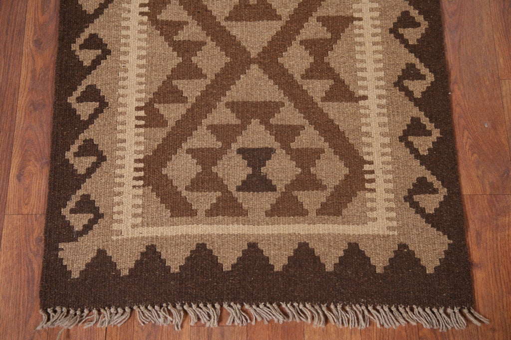 Kilim Reversible Wool Runner Rug 2x7