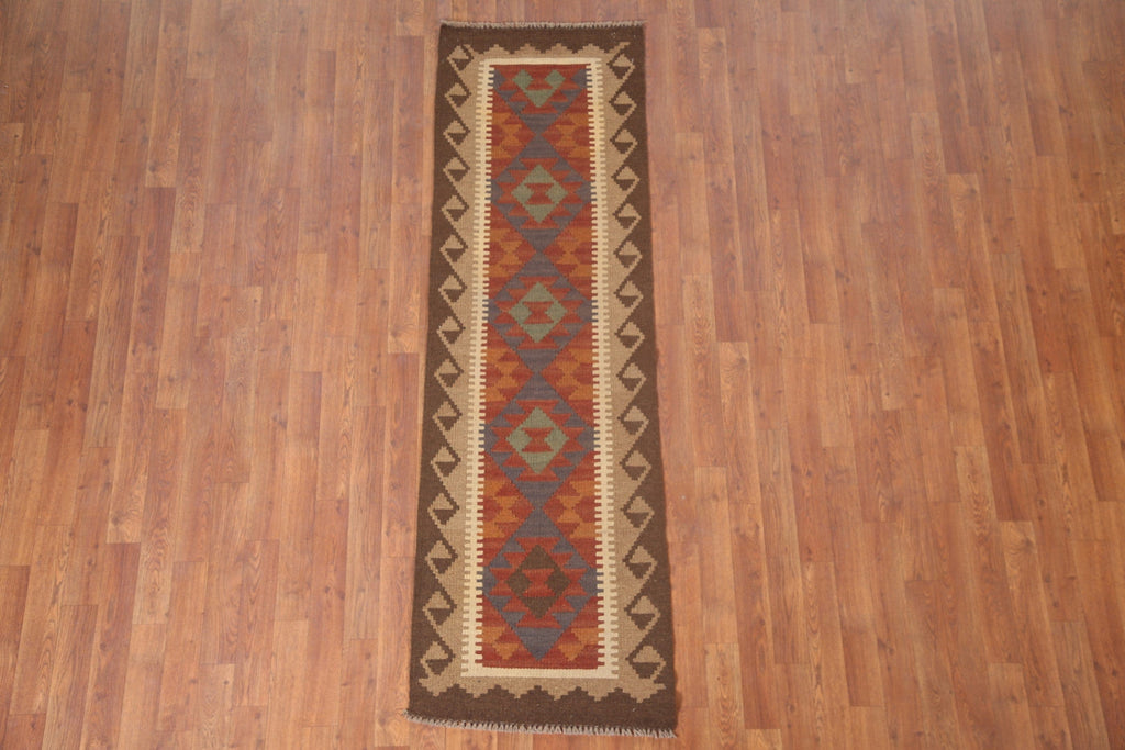 Kilim Reversible Wool Runner Rug 2x6