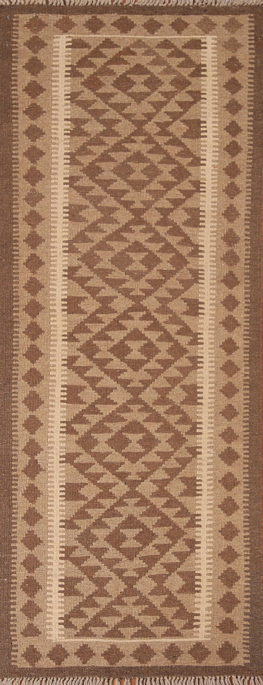 Kilim Reversible Wool Runner Rug 2x7