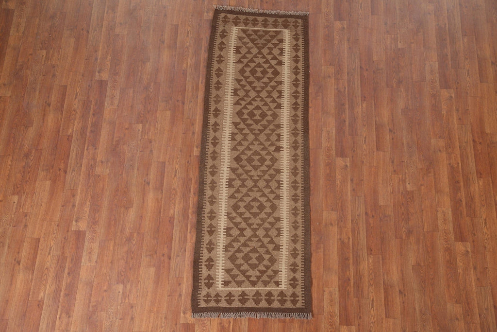 Reversible Wool Kilim Oriental Runner Rug 2x7