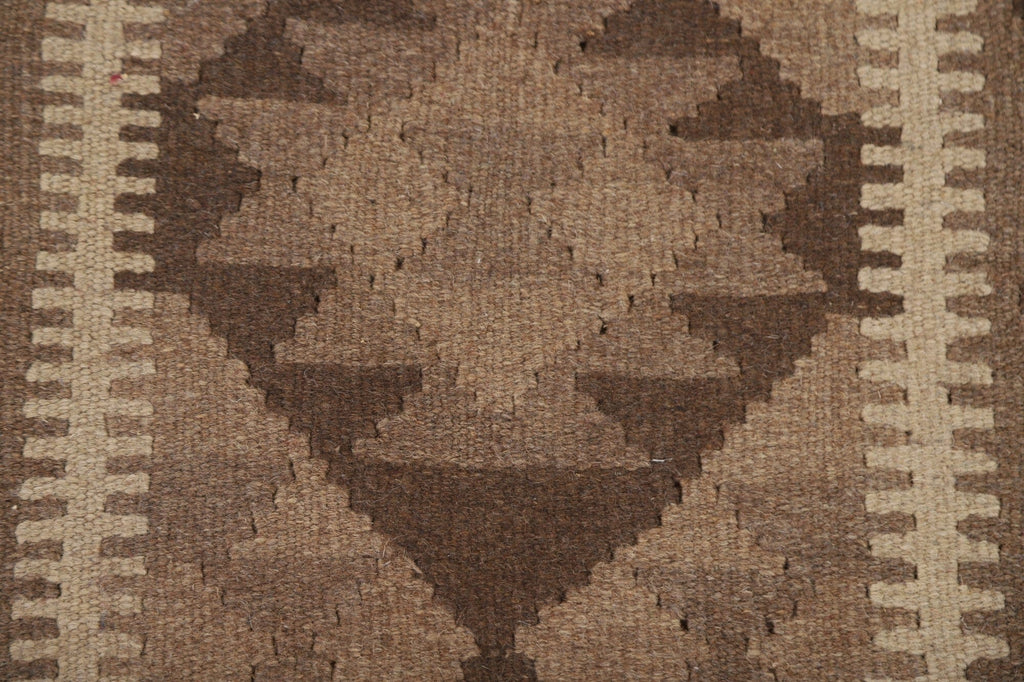 Brown Kilim Reversible Wool Runner Rug 2x6