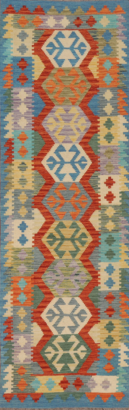 Colorful Kilim Oriental Runner Rug 3x10