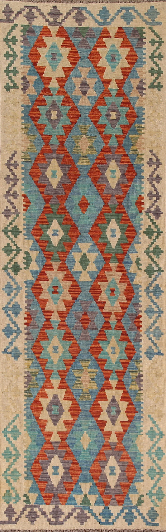 Geometric Kilim Oriental Runner Rug 3x10