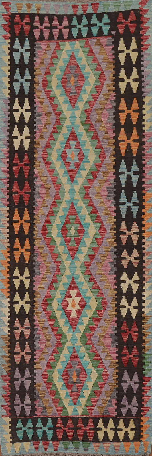 Kilim Reversible Wool Runner Rug 3x10