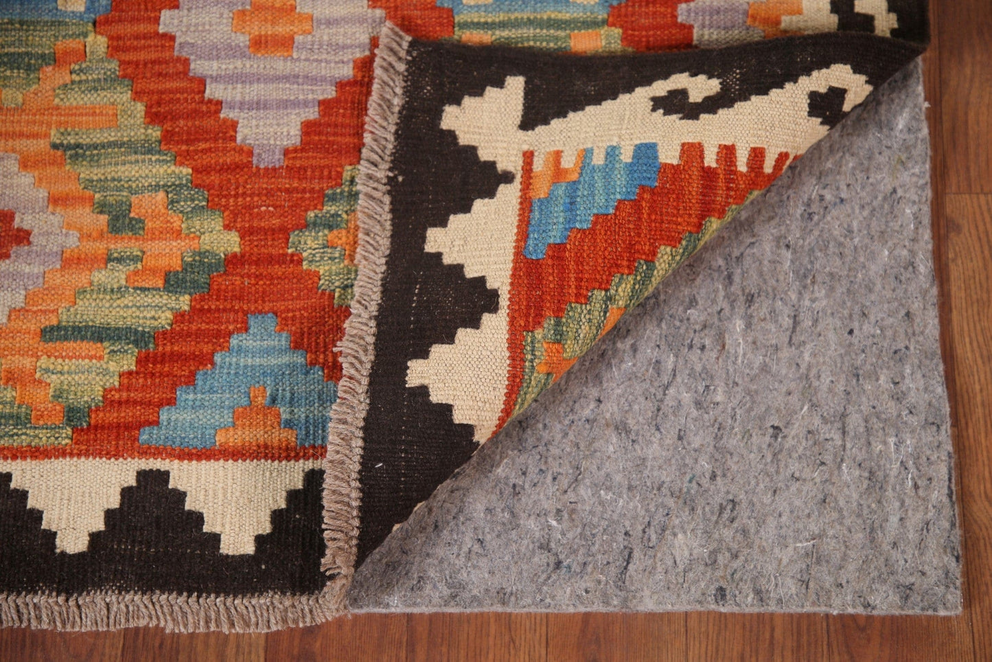 Kilim Reversible Wool Runner Rug 3x8