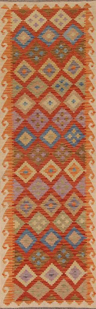 Colorful Kilim Reversible Runner Rug 3x10