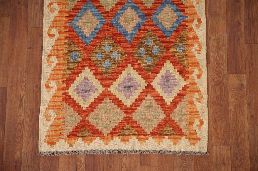 Colorful Kilim Reversible Runner Rug 3x10