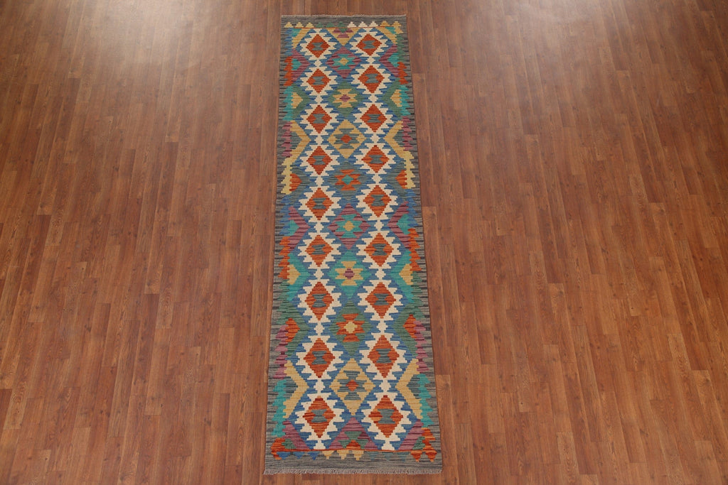 Reversible Wool Kilim Runner Rug 3x10