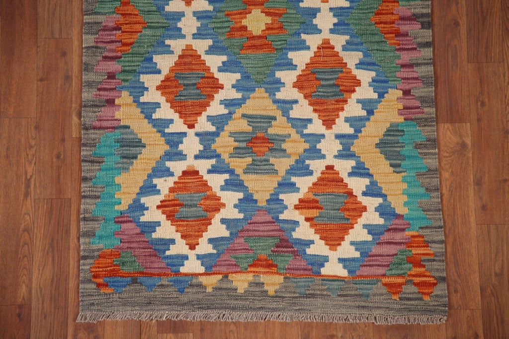 Reversible Wool Kilim Runner Rug 3x10