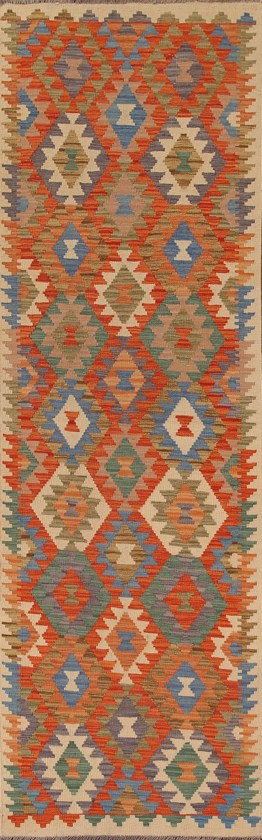 Kilim Reversible Wool Runner Rug 3x10