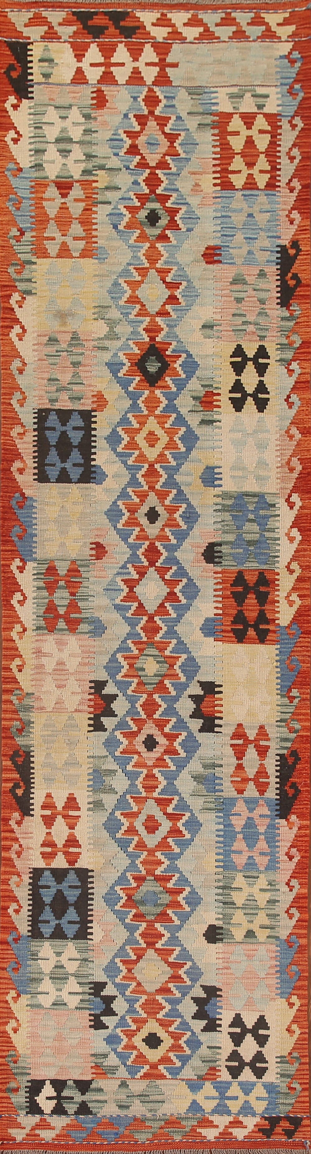 Kilim Reversible Wool Runner Rug 3x13