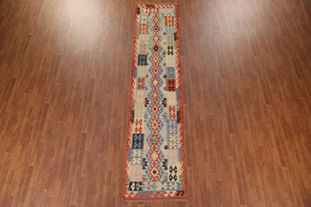 Kilim Reversible Wool Runner Rug 3x13