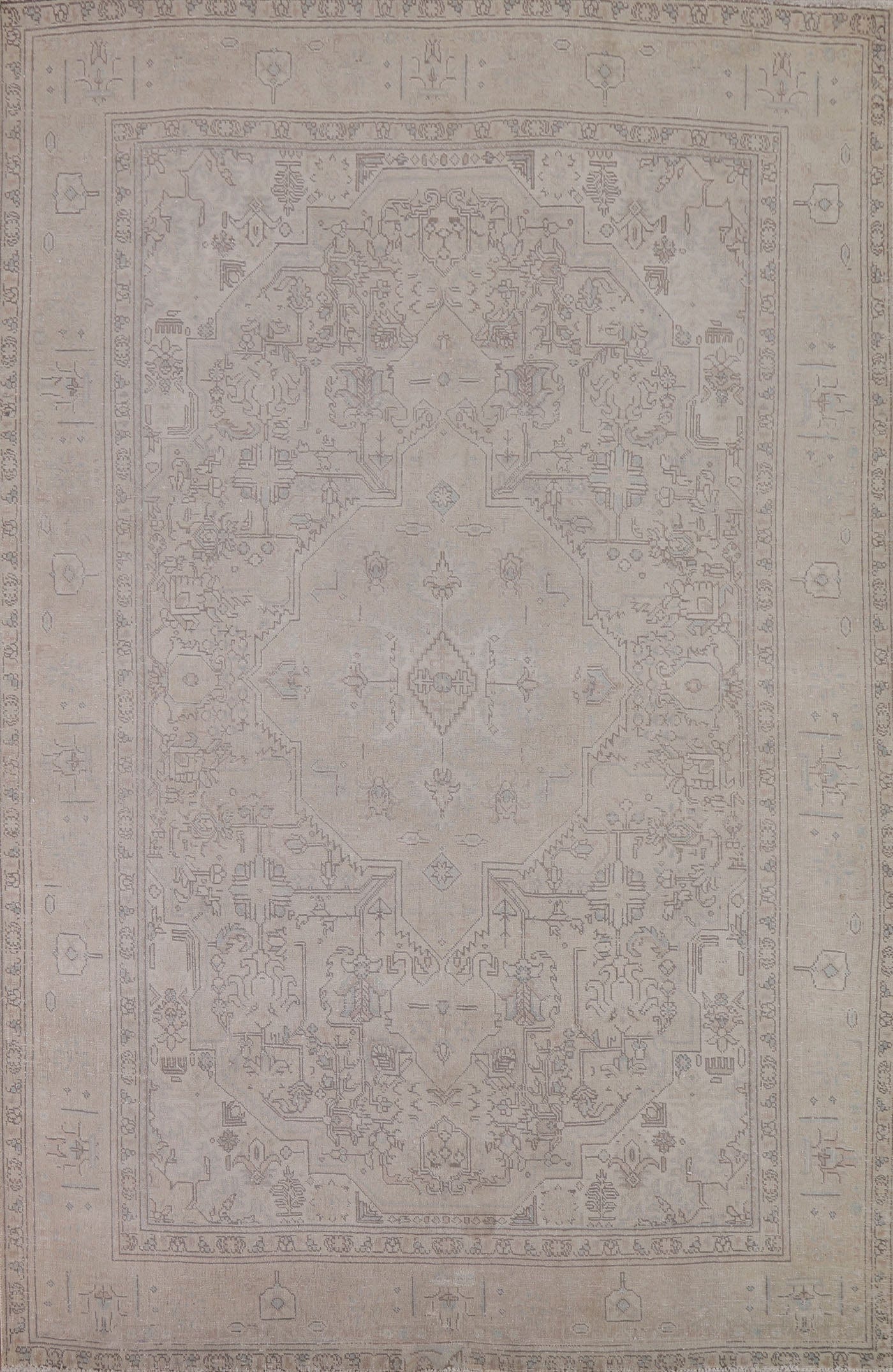 Muted Distressed Tabriz Persian Area Rug 7x10