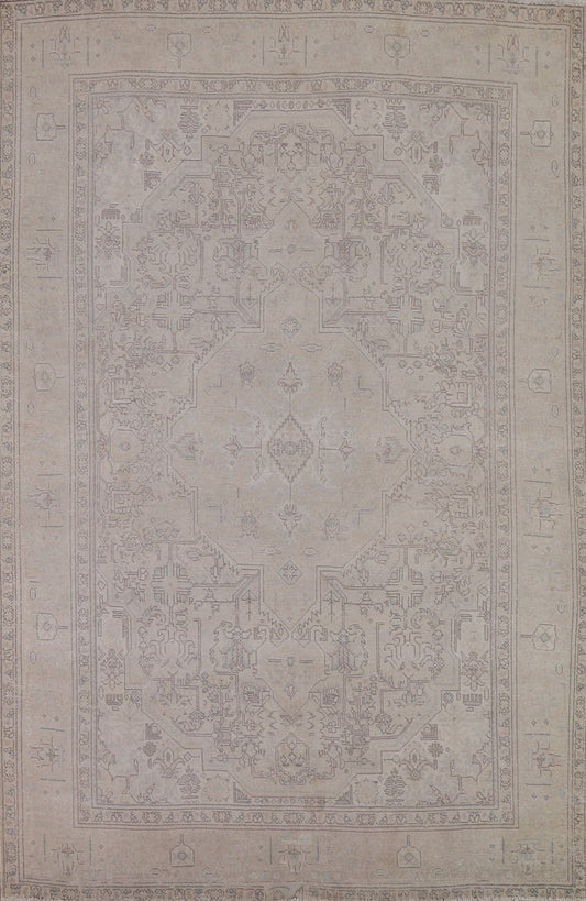 Muted Distressed Tabriz Persian Area Rug 7x10