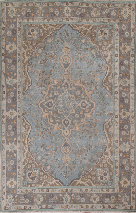 Light Blue Tabriz Persian Area Rug 7x10