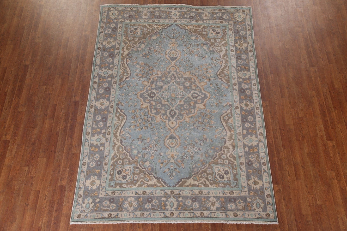 Light Blue Tabriz Persian Area Rug 7x10