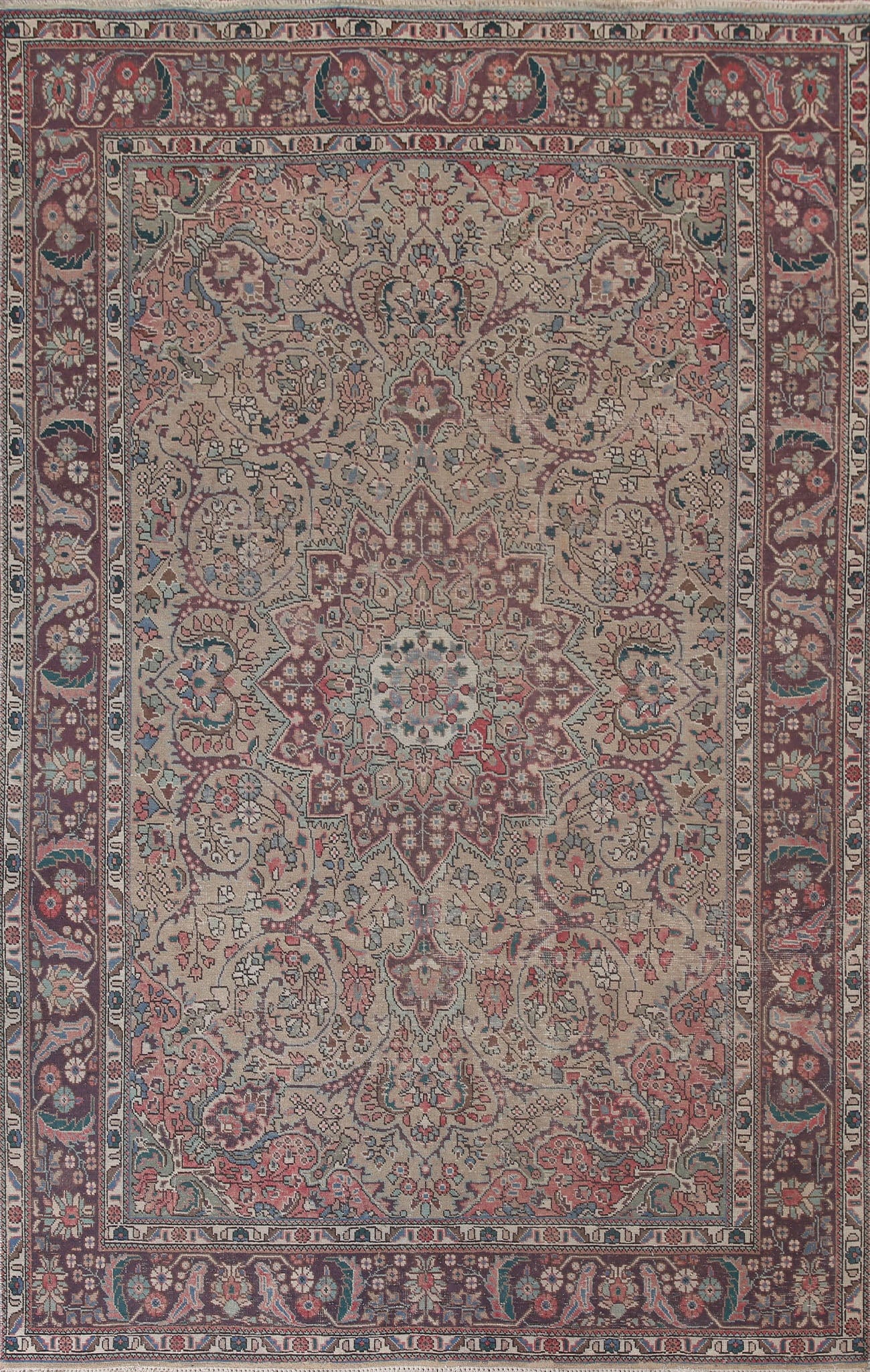 Vintage Tabriz Persian Area Rug 7x10