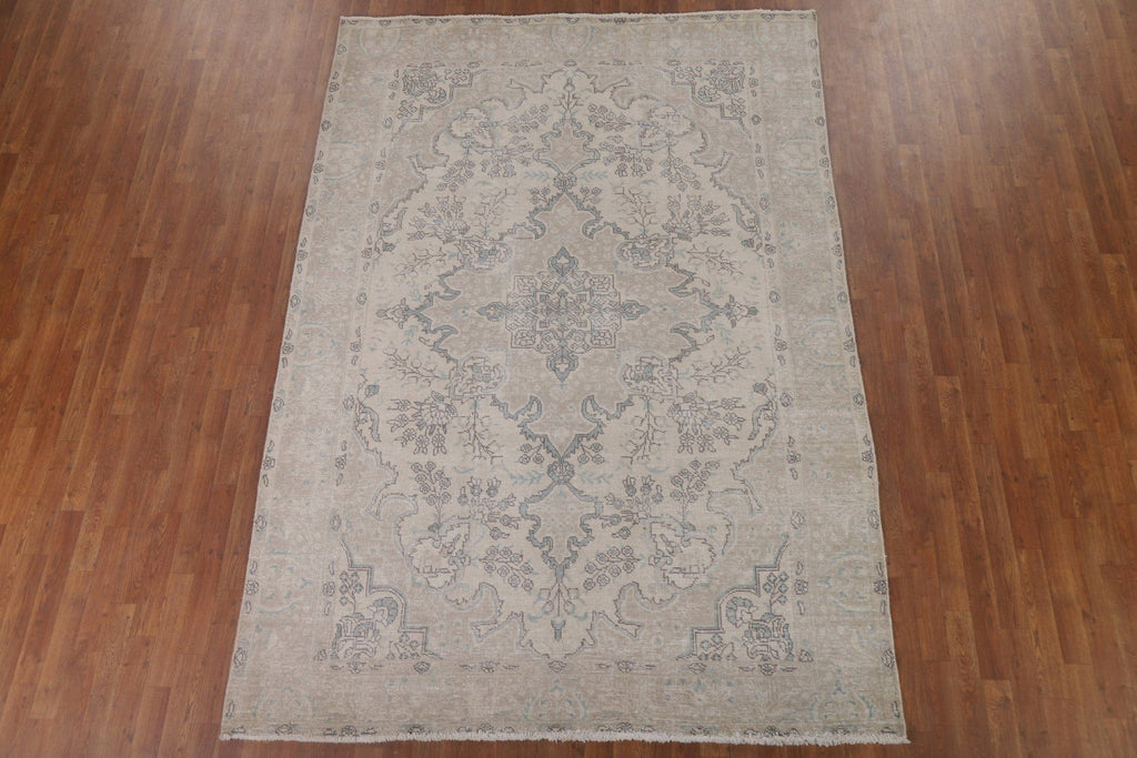 Vintage Wool Tabriz Persian Area Rug 7x9