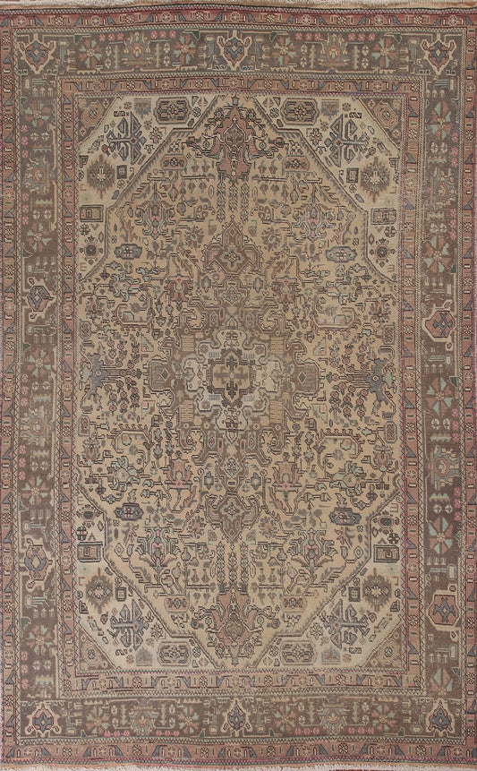 Distressed Tabriz Persian Area Rug 7x10