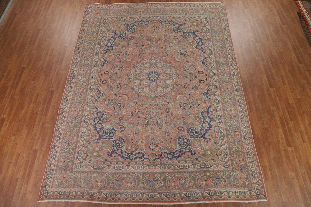 Vintage Wool Mashad Persian Area Rug 9x13