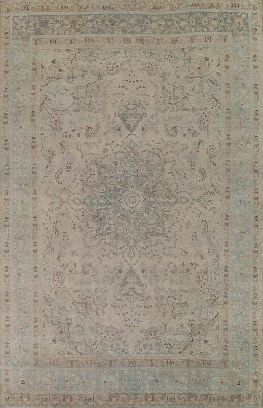 Distressed Mashad Persian Area Rug 9x12