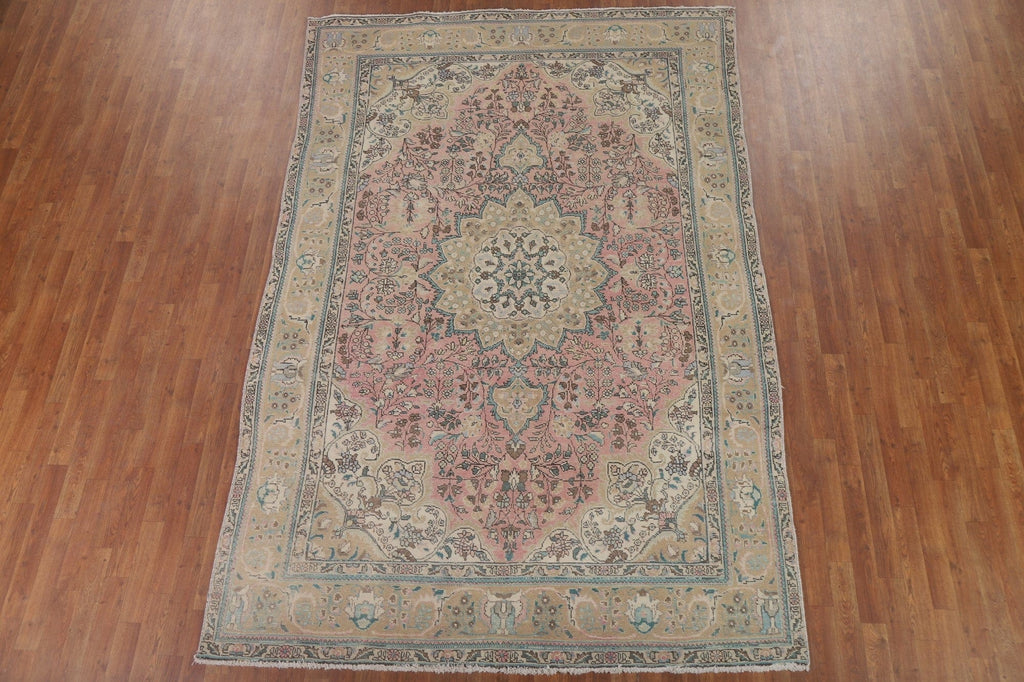 Light Pink Tabriz Persian Area Rug 7x10