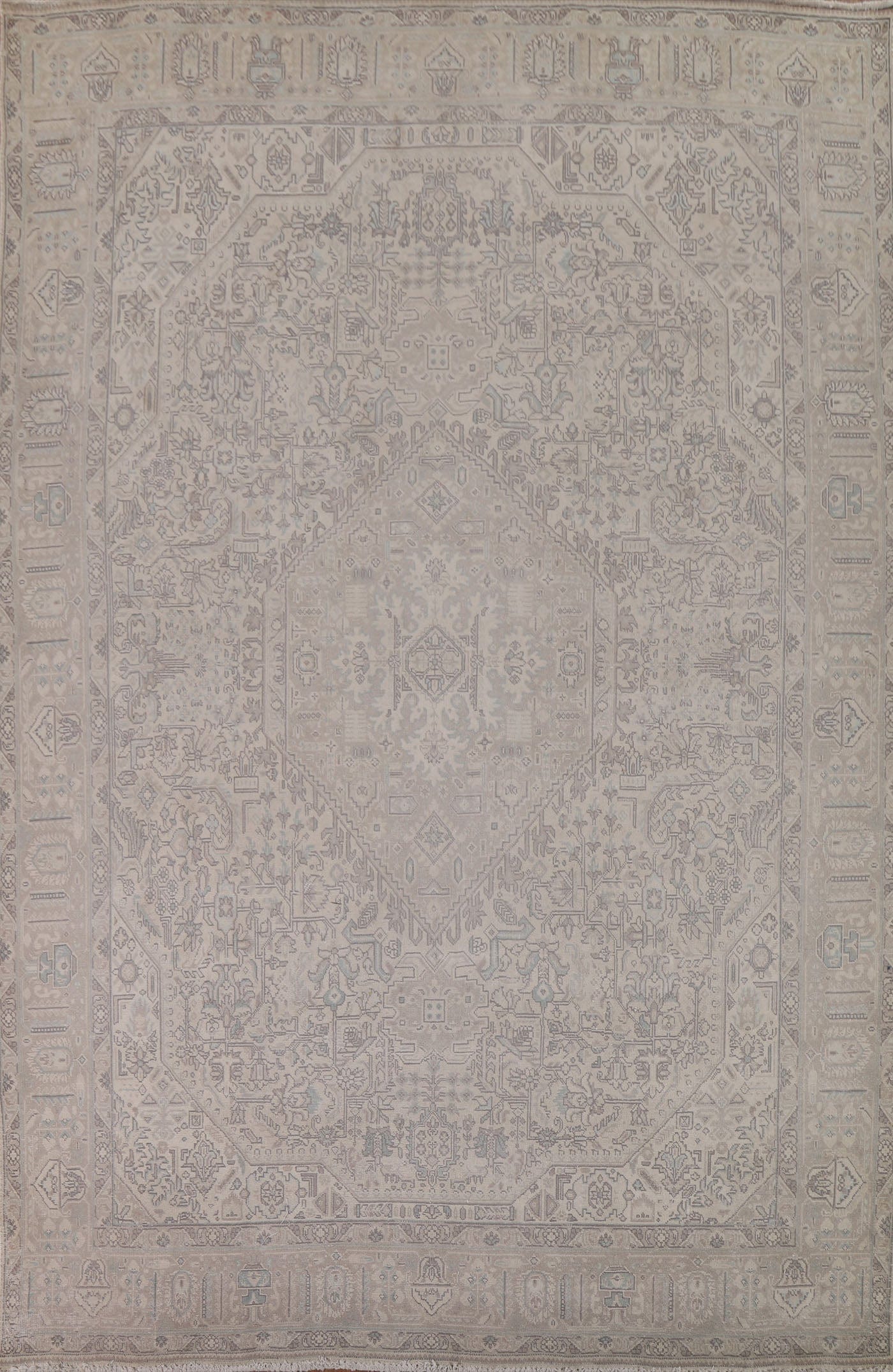 Muted Distressed Tabriz Persian Area Rug 9x13