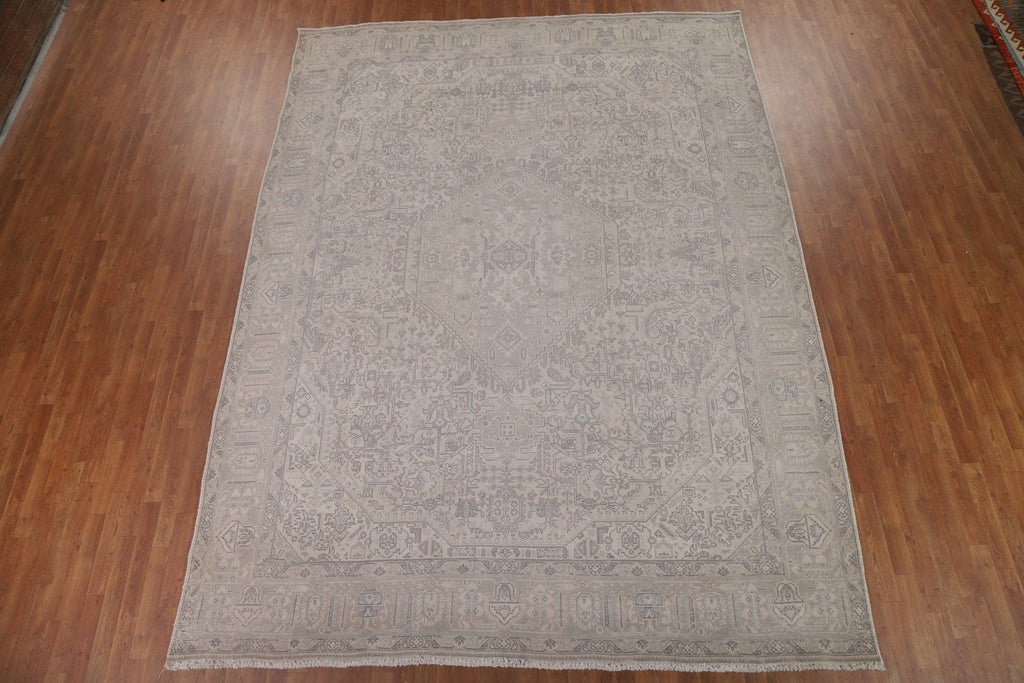 Muted Distressed Tabriz Persian Area Rug 9x13