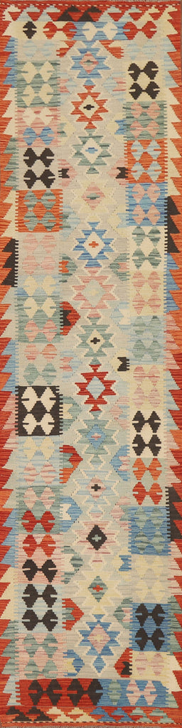 Reversible Wool Kilim Oriental Runner Rug 3x13