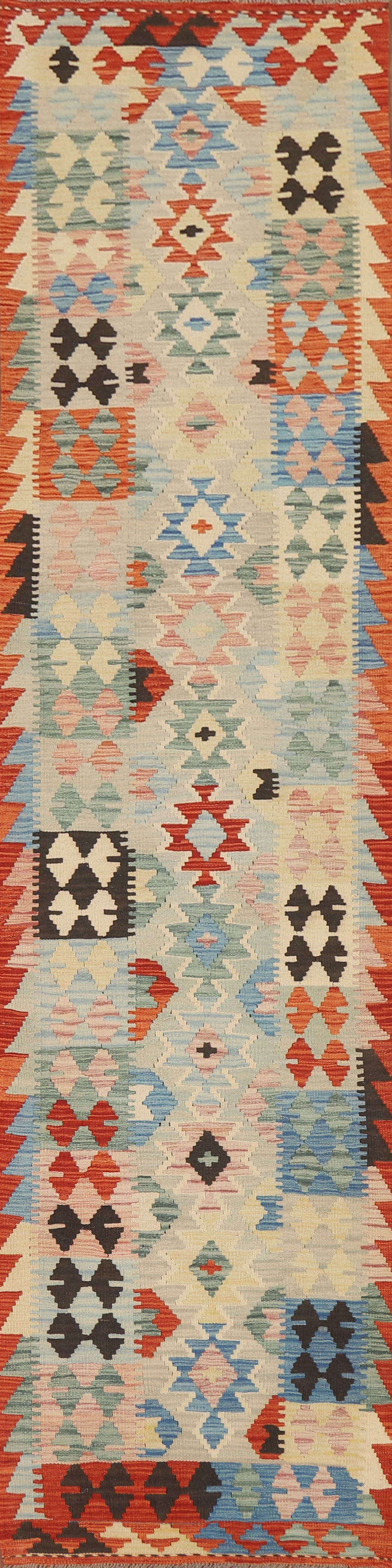 Reversible Wool Kilim Oriental Runner Rug 3x13