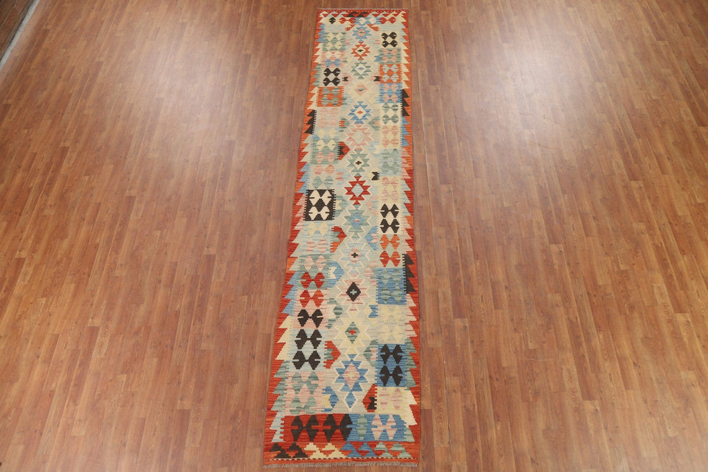 Reversible Wool Kilim Oriental Runner Rug 3x13