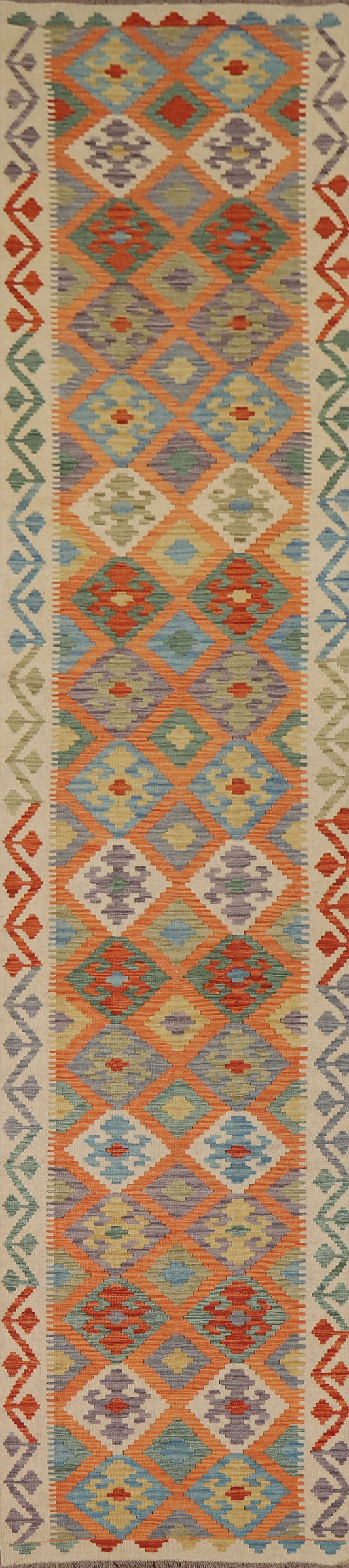 Reversible Wool Kilim Oriental Runner Rug 3x16