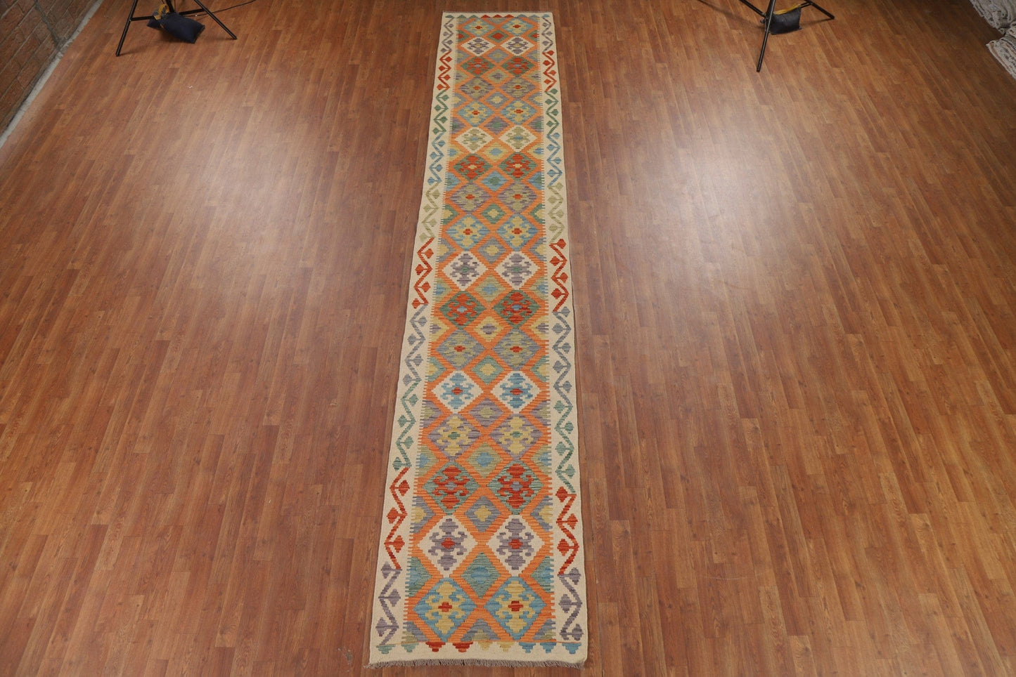 Reversible Wool Kilim Oriental Runner Rug 3x16