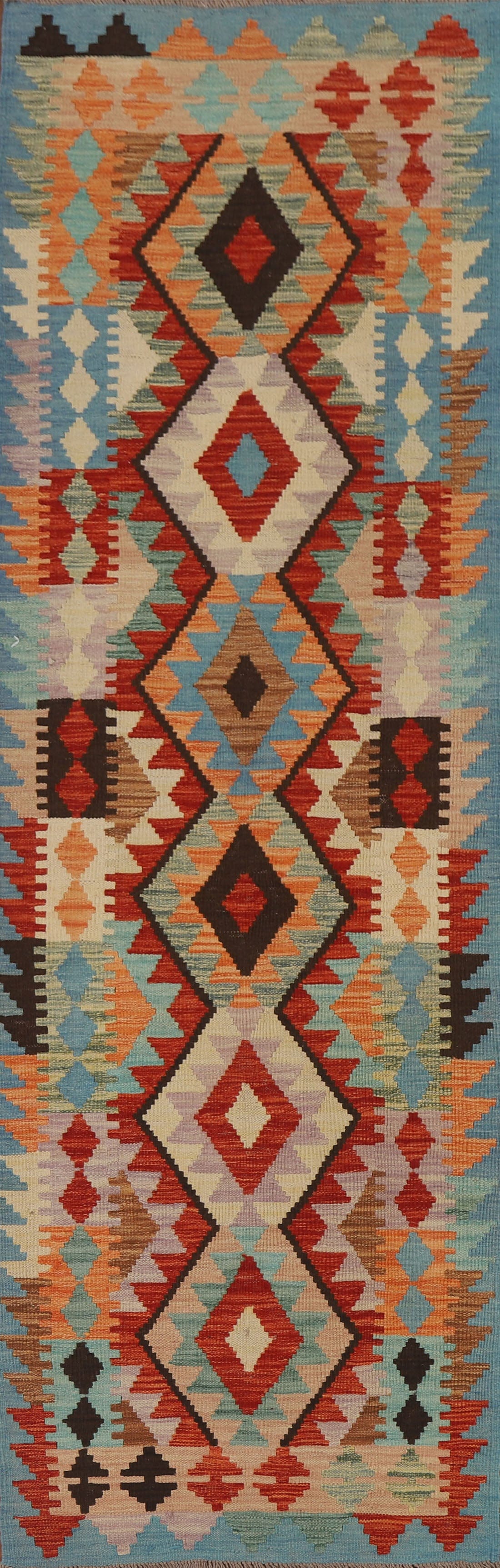 Reversible Wool Kilim Oriental Runner Rug 3x10