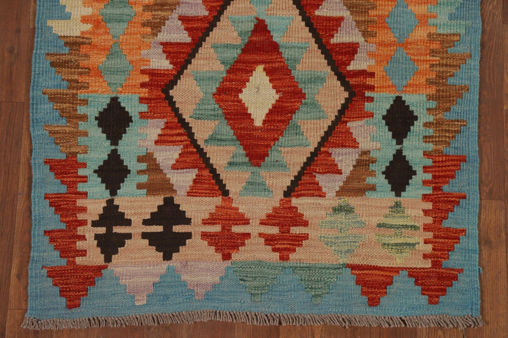 Reversible Wool Kilim Oriental Runner Rug 3x10