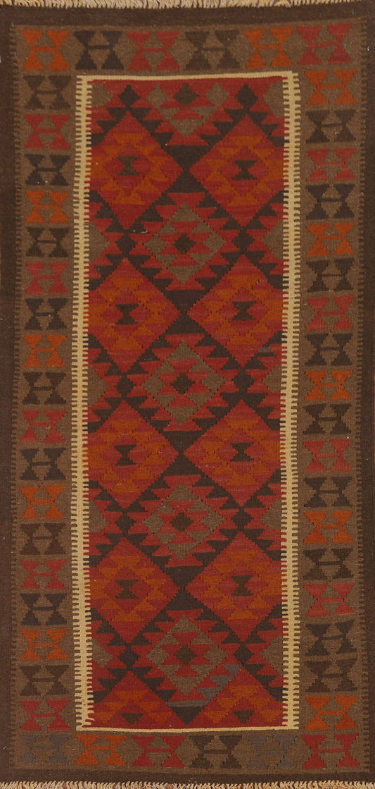 Kilim Reversible Wool Runner Rug 3x7