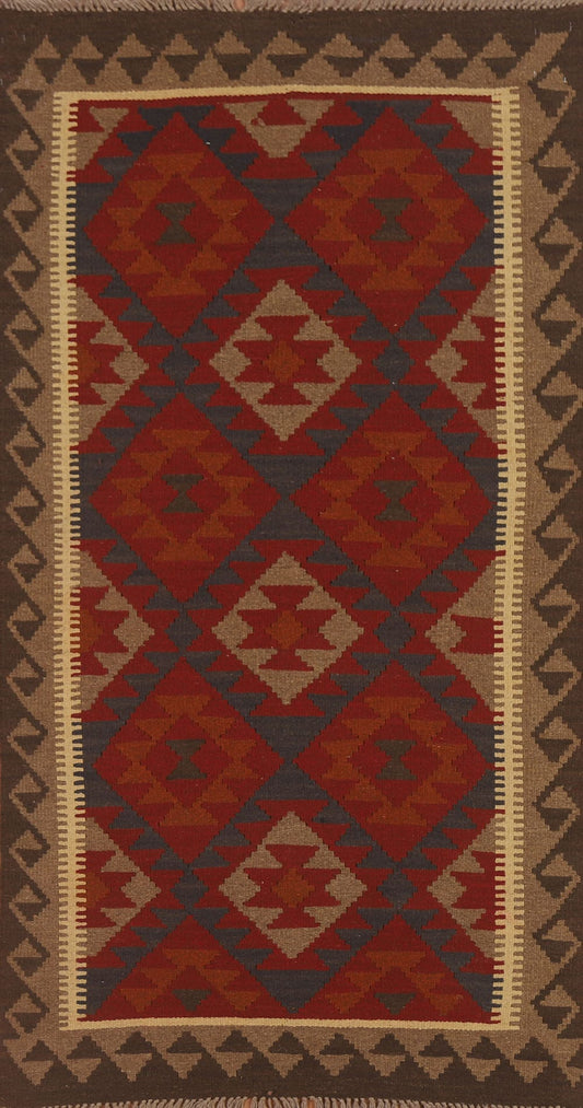 Reversible Wool Kilim Oriental Area Rug 3x6